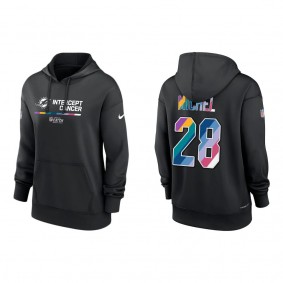 Women's Sony Michel Miami Dolphins Black 2022 NFL Crucial Catch Therma Performance Pullover Hoodie